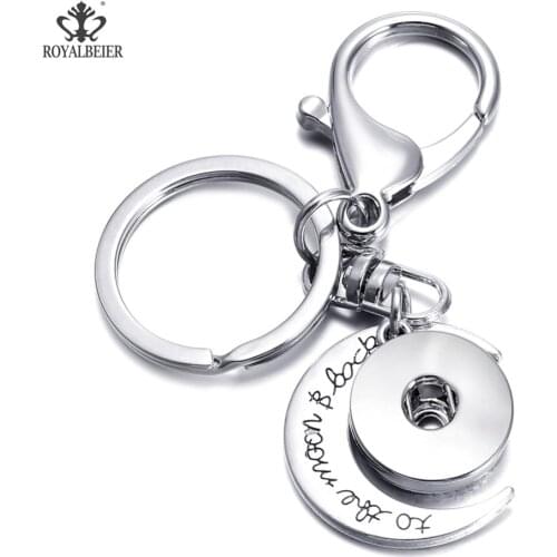 ROYALBEIER 10pcs Multi-style Feather Shape Metal 18mm Snap Button Couple Keychain Novelty Gifts Car Key Ring Women Charms KC081