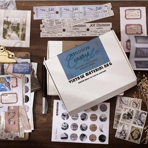 69 Pcs/set Retro Decorative Stickers Cards Envelopes Postcard Pack Diy Vintage Decoration Stickers Decal Card for Scrapbooking