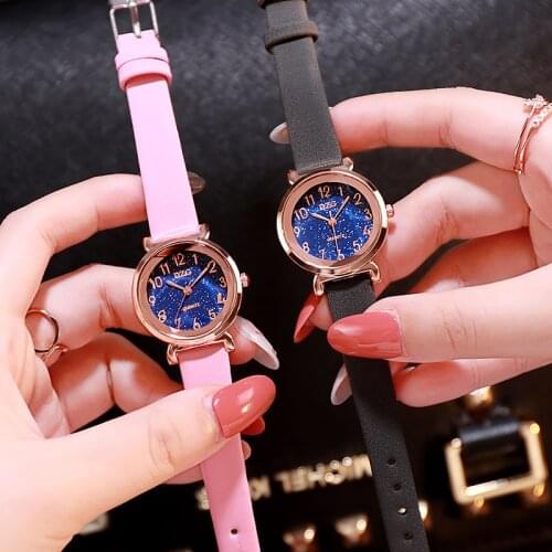 Luxury womens watch unisex starry sky frosted belt watch ladies embellished Roman scale leather watch Zegarek Damski
