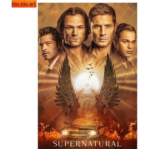 Full Square Round Supernatural TV Poster 5D DIY Diamond Painting Diamond Mosaic Embroidery Cross Stitch Wall Pictures
