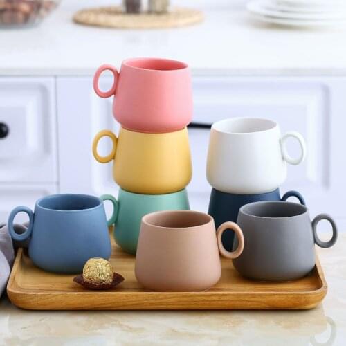 Macaron Ceramic Mug Matte Scrub Northern European Household Gift Couple Gift Big Belly Cup