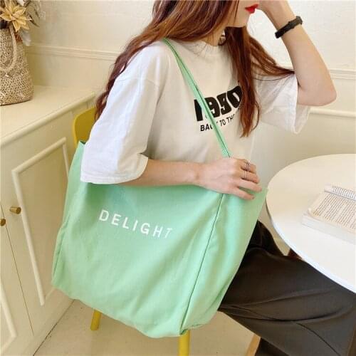 Korean Fashion Casual Tote Bag Women New Letter Print Canvas Bag For Women 2020 Big Bag Shopper Shoulder Bag Ladies Hand Bags