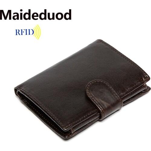 Maideduod New Slim Genuine Leather Mens Wallet Man Cowhide Cover Coin Purse Small Brand Male Credit&id Multifunctional Walets