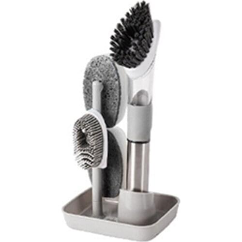 Kitchen Cleaning Brush Scrubber Dish Bowl Washing Sponge Automatic Liquid Dispenser Kitchen Pot Cleaning Tools