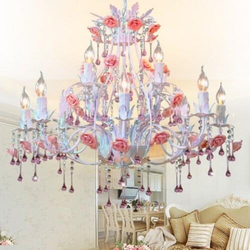Lights romantic chandelier pastoral flowers and lanterns living room lamp Chandeliers crystal lamp dining room bedroom lighting