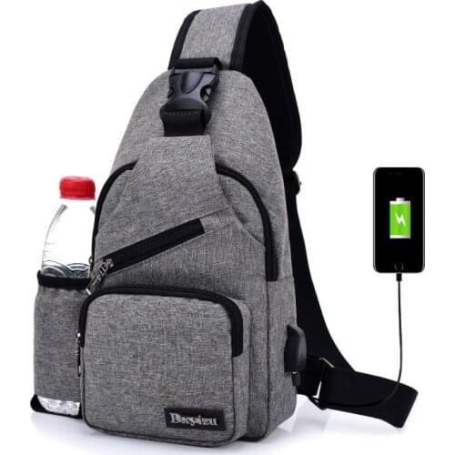 Mens Cross-body Bag Fashion Casual Multifunctional Chest Bag Women One-shoulder Sports Running Bags with Water Bottle Bag