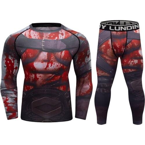 Mens 3D Printed MMA Suit Males Tracksuit New Design Outdoor Running Rashguard And Leggings