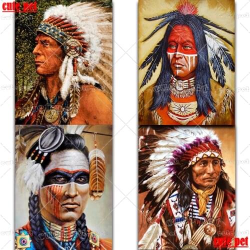 5D DIY Diamond Painting set Indian man Full Square Drill Feather Embroidery Native Portrait Cross Stitch gift mosaic Home Decor