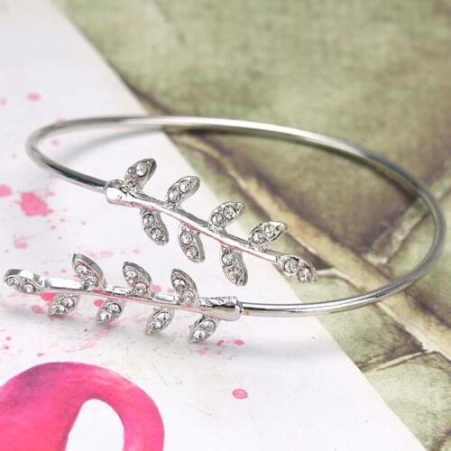 New Personality Leaf Bracelet Cuff Opening Bracelets Bangle Arm Jewelry for Women Jewelry Gift Gold/Rose Gold Birthday Gifts