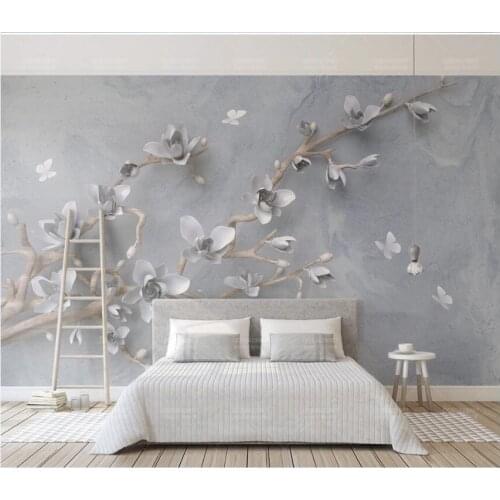 Custom photo 3d wallpaper Embossed magnolia butterfly background living room home decor 3d wall murals wallpaper for walls 3 d