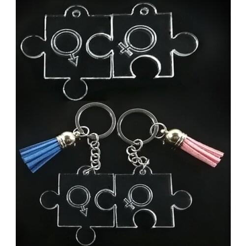 Clear Gender Symbol Puzzle Keychains For Couple Lover To The Moon And Back Key Chain Family Friends Anniversary Gifts