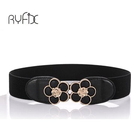 Multi Colors Women Dress Waist Belt Ladies Girls Fashion Wide Metal Flora Hook Stretchy Elastic Waist Belt Waistband BL275