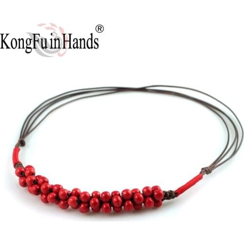 Romantic Classic Ceramic Ormosia Pendant Necklace Red Vintage Accessory Valentines Day Boyfriend Gift Handicraft Jewelry chains