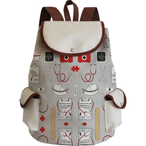 Stethoscope Nurse Drawstring Backpack Large Capacity Linen Backpack Portable School Bag Preppy Book Bag Eco Casual Outdoors Pack
