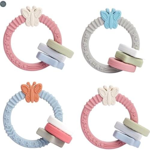 Silicone Rattle For Kids Butterfly Teethers Baby Link Chewable Bracelet Chew Toy Nursing Jewelry Goods For Newborns