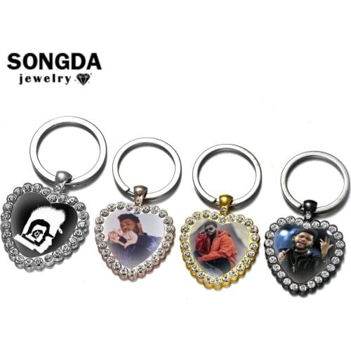 SONGDA Pop Hip Hop Singer X.O The Weeknd Keychain Gift for Music Fans Trendy Album Art Photo Glass Cabochon Heart Key Chain Ring