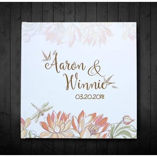 Custom Floral White Wedding Guest Book Alternatives,Personalized White Wedding Guestbook With Flowers,Wedding Gift,Photo Album