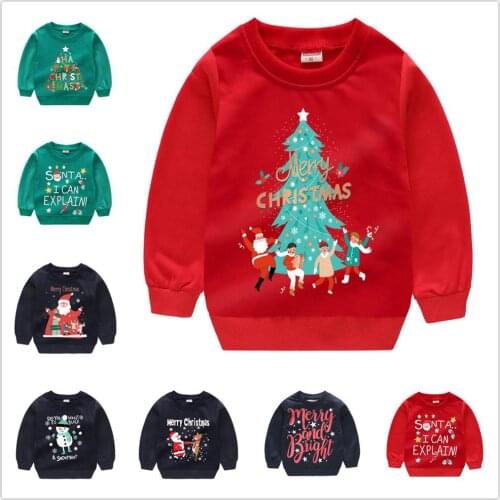 Merry Christmas Baby Girls Sweatshirt Tree Sweater for boys Pullover Holiday Tops X'mas Clothes Cotton Outfit Tee Shirts 1-6Year