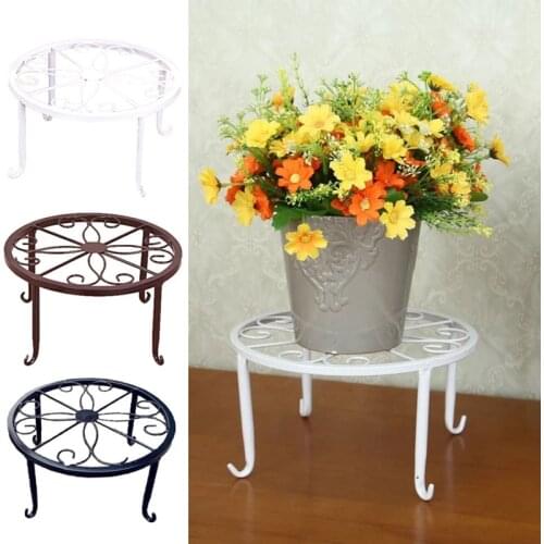 Creative Wrought Round Pot Rack For Flowers Pot Basion Display Shelf Rack Garden Plant Stand Metal Balcony Decor Rack Decoration