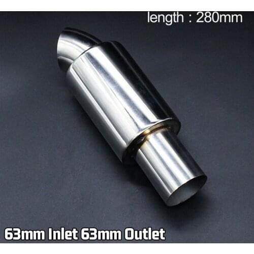 Universal 2.5 "inlet to 2.5" outlet Car Muffler Resonator Bent Stainless Steel Polished Exhaust Pipe Tip