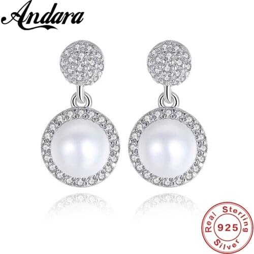 Fine jewelry 925 Sterling Silver Jewelry for Women 100% Natural Freshwater Pearl Earrings Stud Earings Factory Wholesale