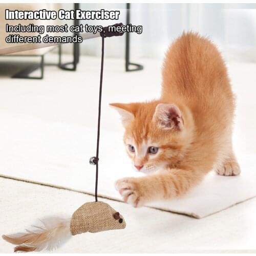 Cat Teaser Funny Interactive Toy Wand Feather Mouse Bendable High Toughness Elastic Exerciser exercising tools