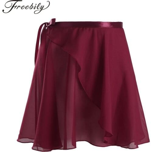 Women Ballet Tutu Dance Skirt Chiffon Professional Ballet Dancewear Ballet Wrap Skirt Dance Skate Wrap Over Scarf With Waist Tie