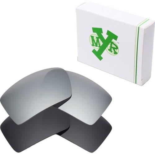 2 Pairs Mryok POLARIZED Replacement Lenses for Oakley Eyepatch 2 Sunglasses Stealth Black & Silver Titanium