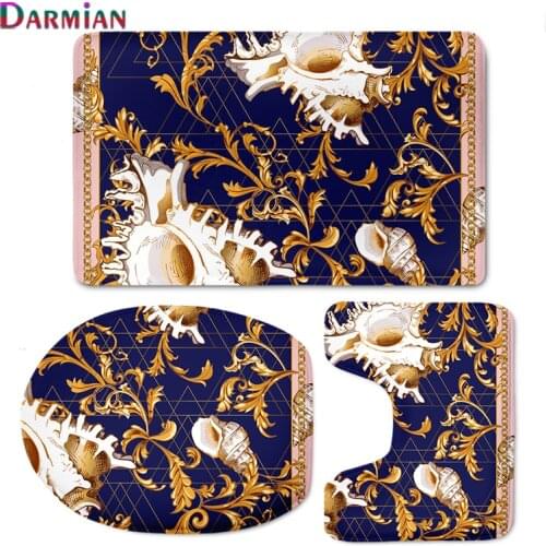 3pcs Bathroom Set Shower Curtain Non-Slip Bath Mats Carpets Eurpoen Floral Printed Pedestal Rug Toilet Seat Cover Dropshipping