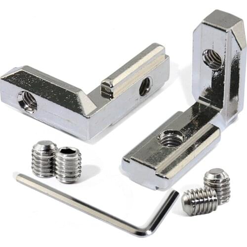 4pcs 20s L Shape Silver Inner Corner Connector Joint Bracket with Screws for 2020 Aluminum Profile with slot 6mm