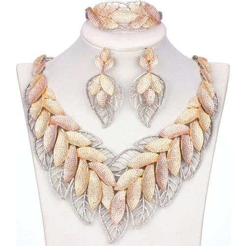 BrideTalk Newest Design Luxury Micro Paved AAA Cubic Zircon Dubai Nigerian Wedding Big 4PCS Jewelry sets Accessories