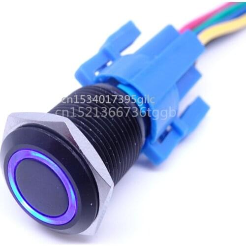 5pcs 16MM self-resetting round car modified metal button switch small led lamp power waterproof computer car modification