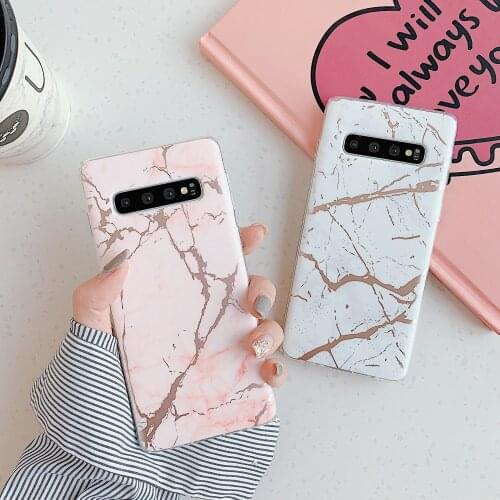 Plating Geometric Marble Phone Case For Samsung Galaxy S8 S9 S10e S10 Plus Glossy Soft Coque Cover For Samsung Note 8 9 10 Plus