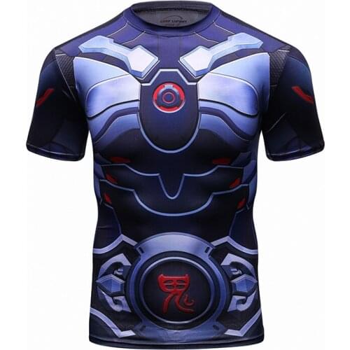 Summer New High Quality Digital Cartoons Printing Oversized Shirt Men Outdoor Running T Shirt Tight Fitness Sports Shirts