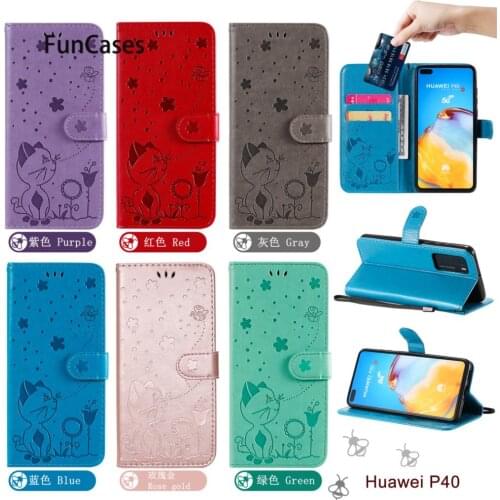 Telephone Mobile Covers For Huawei P40 Bright Flip Movil Shell Case Huawei P40 Protector estojo PU Leather Wallet Book Phone Bag