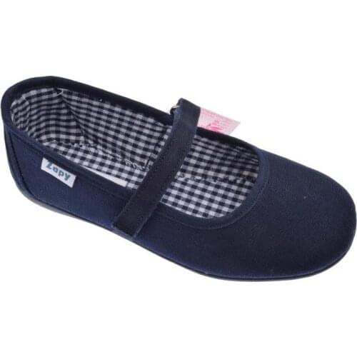 Canvas merchants in navy blue with velcro, from Zapy