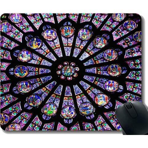 Gaming Mouse Mat,Cathedral notre dame color design spirit Mouse Pad Stitched Border