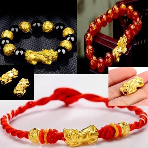 4 Gold Alloy Treasure Beads Chinese Feng Shui Pixiu Loose Beads DIY Beads Craft Making Necklace Bracelet Jewelry Key Pendant