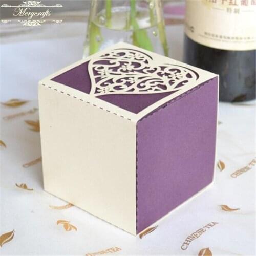 Laser cut heart beautiful wedding party square shaped favor boxes