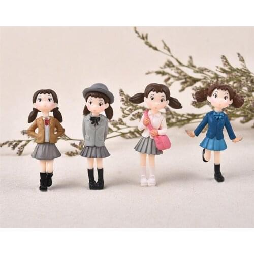 Hot 4Pcs/Set Fairy Garden Figurines Miniature Hayao Miyazaki Angel Girls Resin Crafts Ornament Gnomes Moss Terrariums Decoration