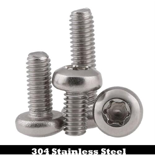 M3*4 M3x4 M3*5 M3x5 M3*6 M3x6 M3*8 M3x8 304 Stainless Steel ss DIN7985TX Torx Six Lobe Round Pan Head Machine Security Screw