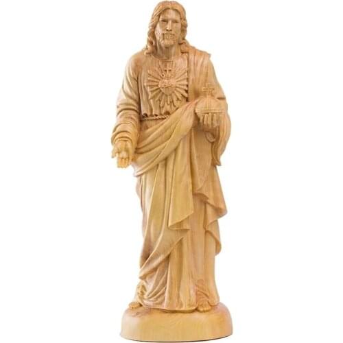 Boxwood Carving Small Ornaments 20cm Jesus Sculpture Cross Church Gifts Home Decoration Manual Carving Crafts Ornaments