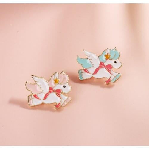 Pink Blue Ponys Metal Enamel Pins Friendship Couple Animals Shirt Lapel Pin Badge on Clothes Shoes Jeans Backpack Cute Jewelry