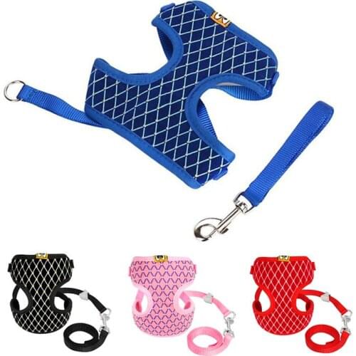 Fashion Mesh Small Dog Cat Walking Harness Leash Kit Pet Kitten Chest Collar Traction Rope Cat Harness Vest Clothes Pet Supply