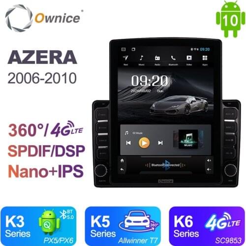 Nano Vertical Ownice Android 10.0 Car Radio 2 din for Hyundai AZERA 2006 - 2010 Car Auto Audio Video System Unit SPDIF 4G LTE