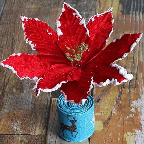 Solid Color Unique Glitter Christmas Style Artificial Flower Long Lasting Artificial Flower Exquisite for Decoration