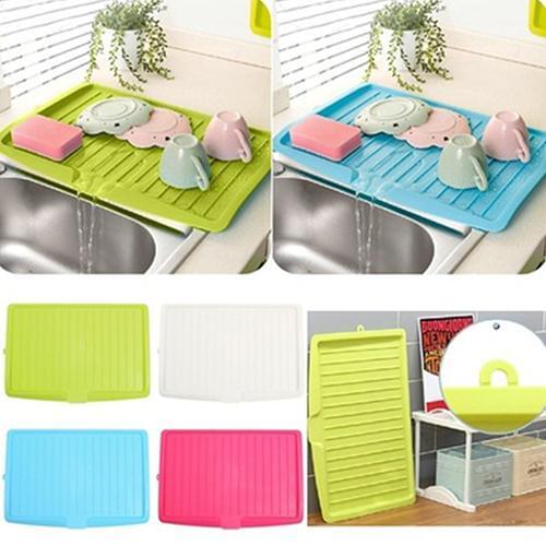 Plastic Drain Rack Dish Drainer Tray Large Sink Drying Rack Worktop Organizer drying rack for dishes Practical Kitchen Drying