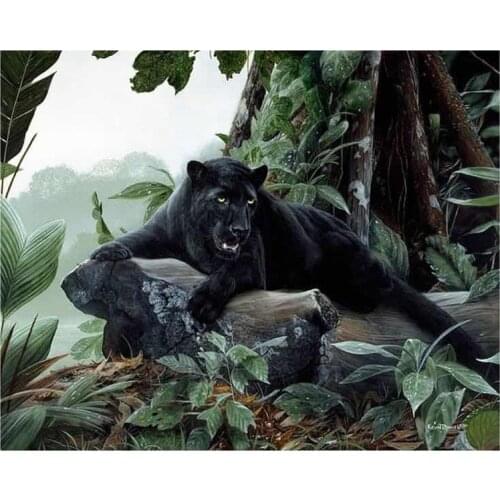 Full Square/Round 5D Diy Diamond Painting Black Panther Cross Stitch Animal Diamond Embroidery Rhinestone Mosaic Home Decoration