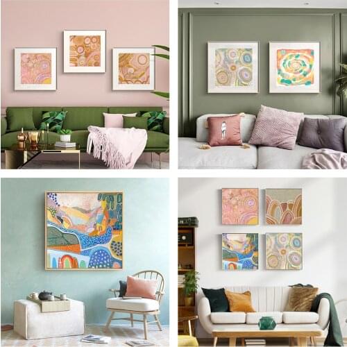 Simple and modern Nordic abstract watercolor pink American country art poster living room decoration picture core