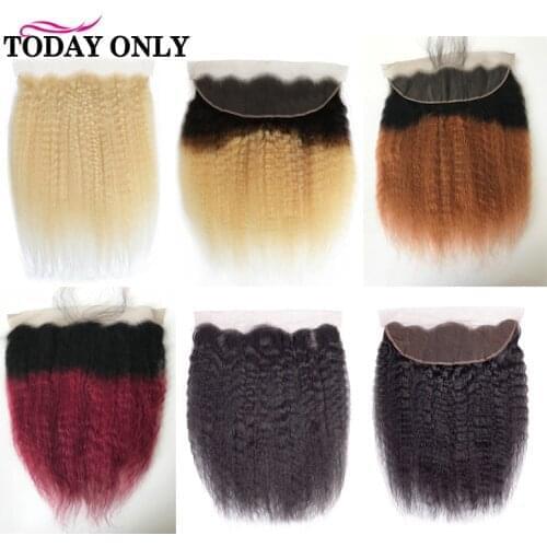 TODAY ONLY Brazilian Kinky Straight Hair 13X4 Ear To Ear Lace Frontal Closure 8-20Inch Human Hair Closure With Baby Hair Remy